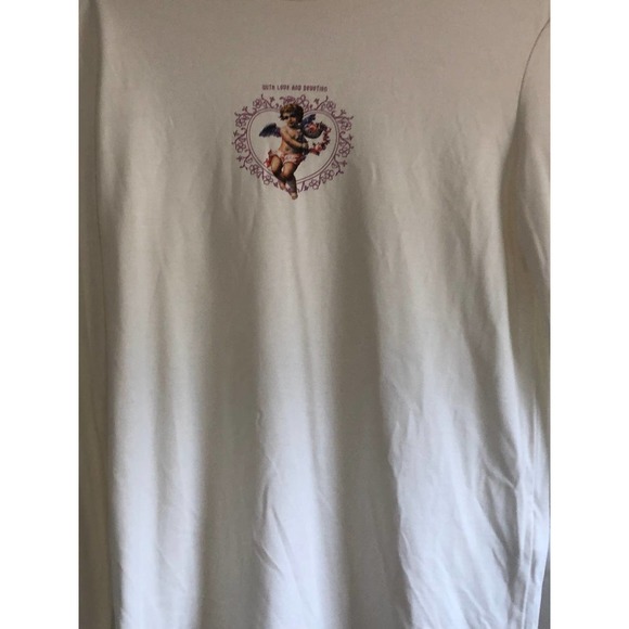 BERSHKA Womens Crop Turtleneck Small Cream With Monogram - Picture 1 of 7